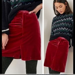 NWT Anthropologie Montie Velvet Raspberry Mini Skirt Size 14 Petite